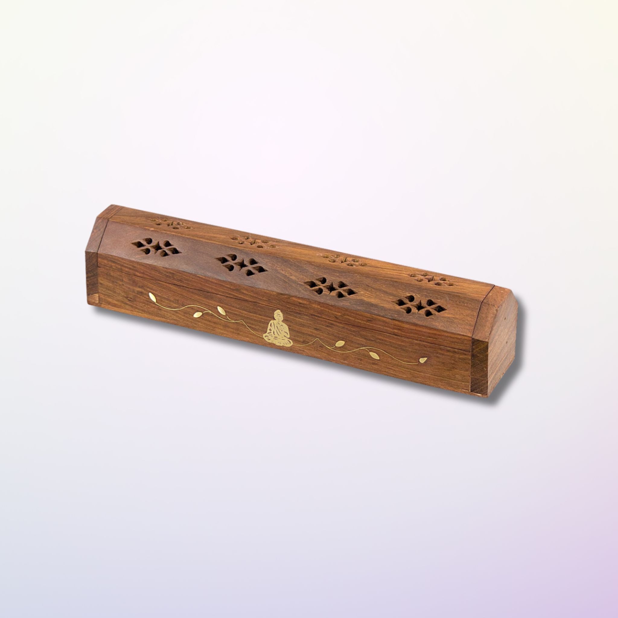 Boîte en bois pour encens - yeux de Bouddha