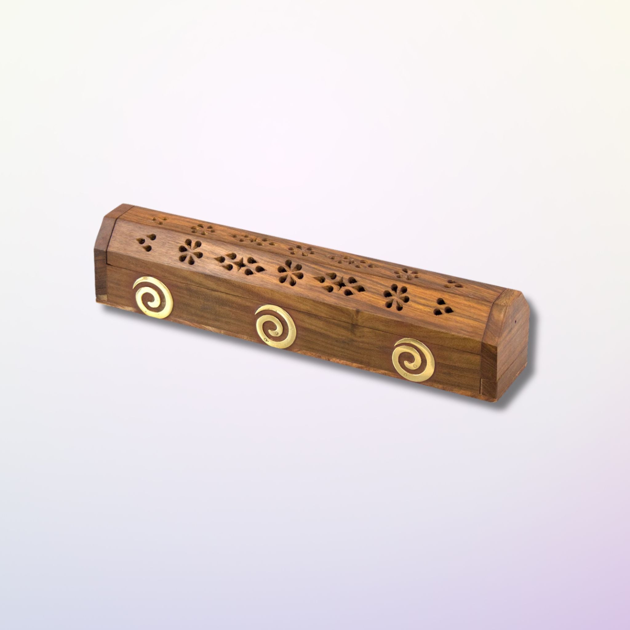 Boîte en bois pour encens - spirales