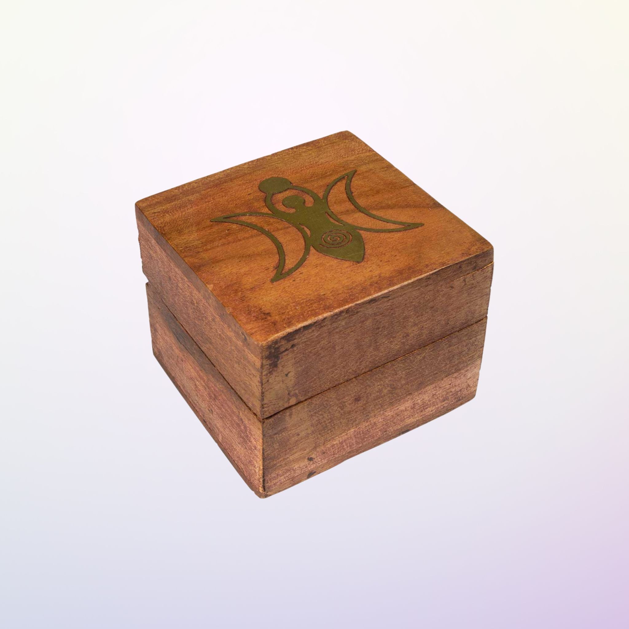 Boîte en Bois et  Laiton Doré - Déesse Lune