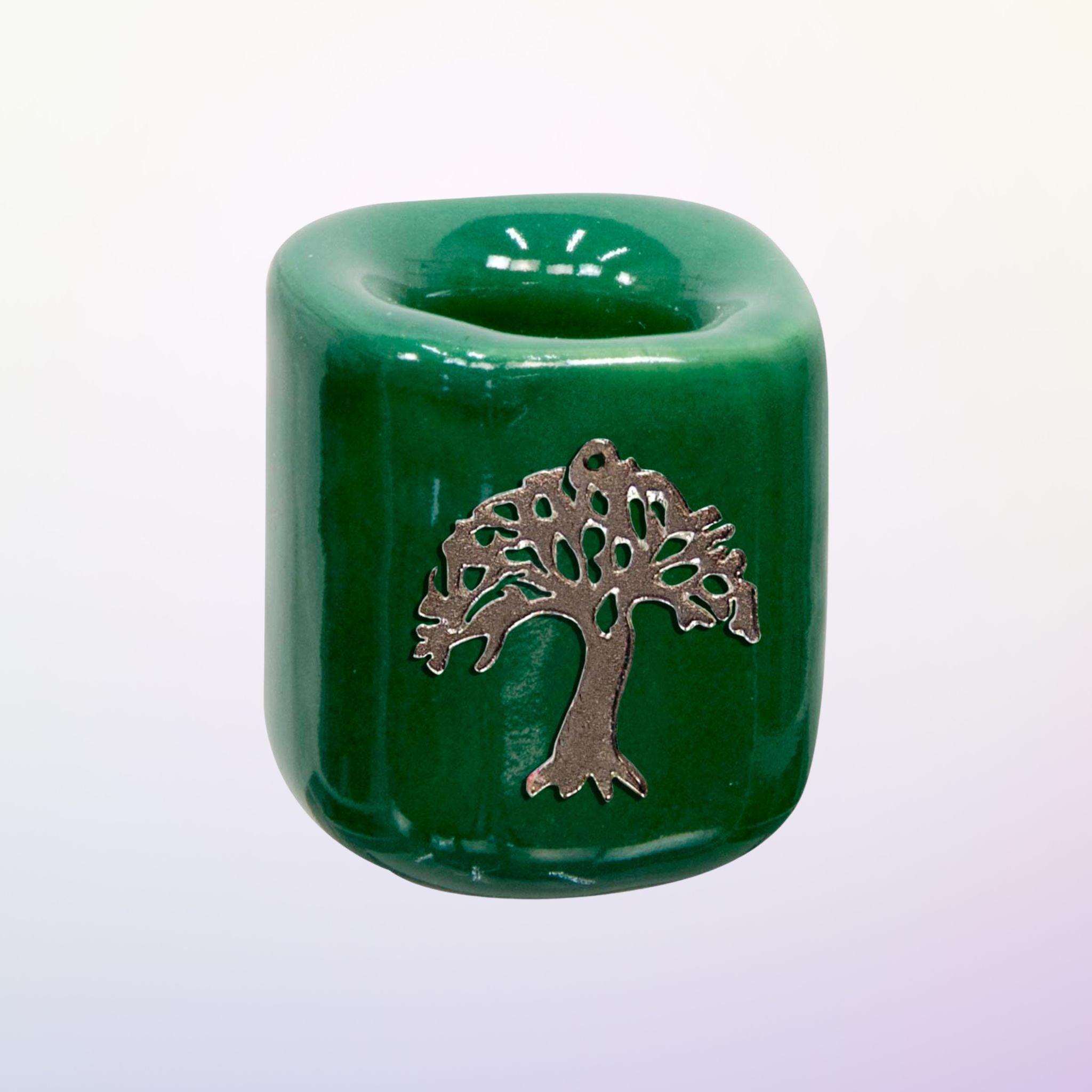 Porte Mini Chandelle vert en Céramique - Arbre de vie